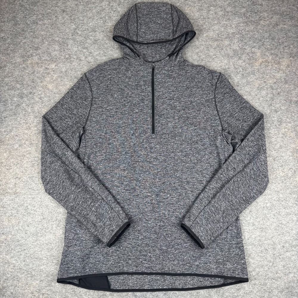 Lululemon Surge Warm 1/2 Zip Hoodie M3AOVS Rulu Heathered Black Mens XL
